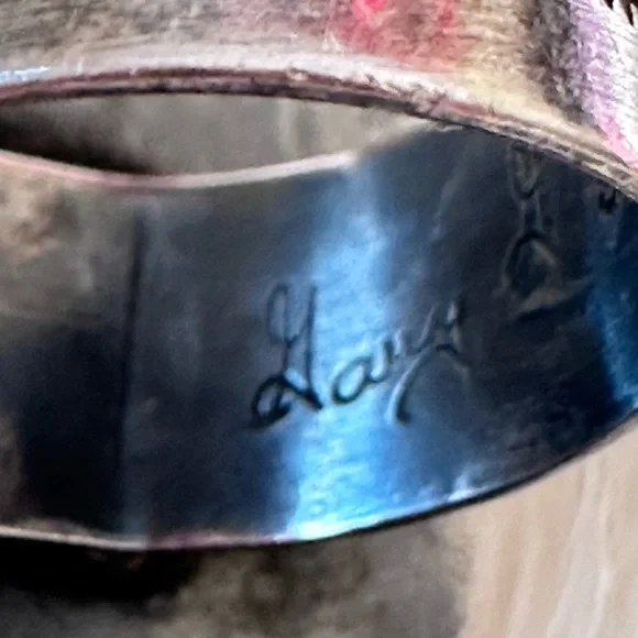 Vintage Native American Sterling Turquoise Signed Ring Adjustable Heavy 19 Grams - Picture 4 of 9